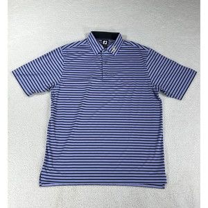 FootJoy FJ Men’s Sz Large Purple/Black Striped‎ Short Sleeve Polo Shirt W/B Logo